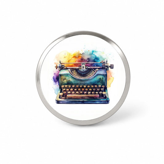 Retro Classic Typewriter Watercolor Novelty Hat Backpack Lapel Pin