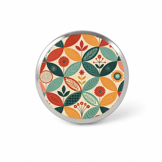 Retro Mid-Century Leaf Pattern Novelty Hat Backpack Lapel Pin