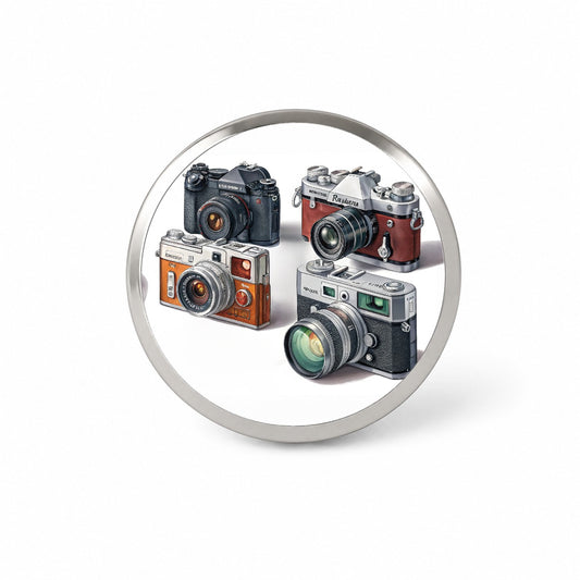 Retro Photography Cameras Novelty Hat Backpack Lapel Pin