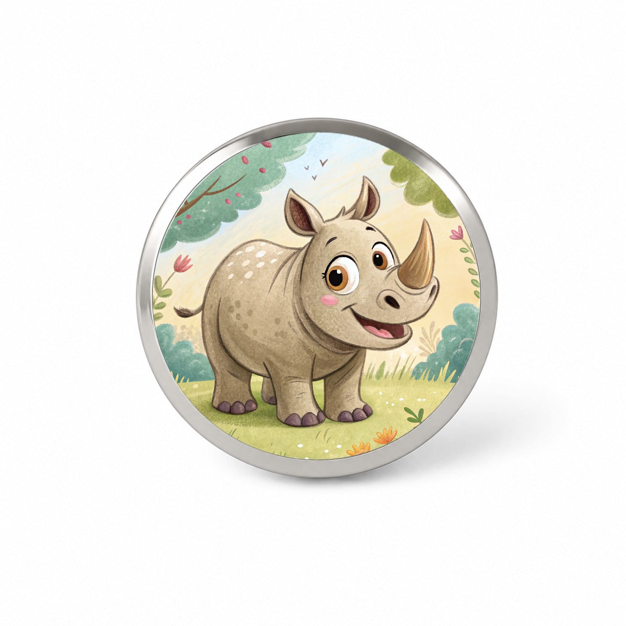 Rhinoceros Children's Illustration Style Novelty Hat Backpack Lapel Pin