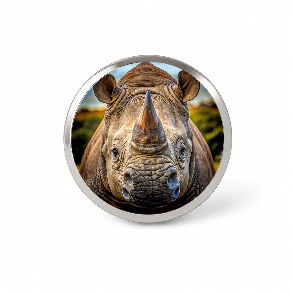 Rhinoceros Face Novelty Hat Backpack Lapel Pin