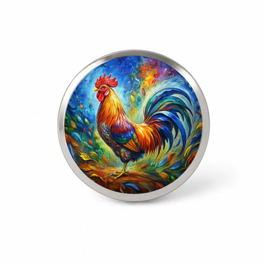 Rooster Abstract Art Novelty Hat Backpack Lapel Pin