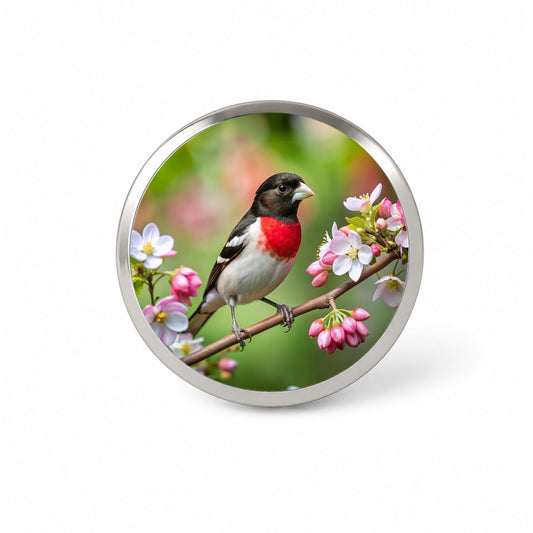 Rose Breasted Grosbeak Backyard Bird Novelty Hat Backpack Lapel Pin