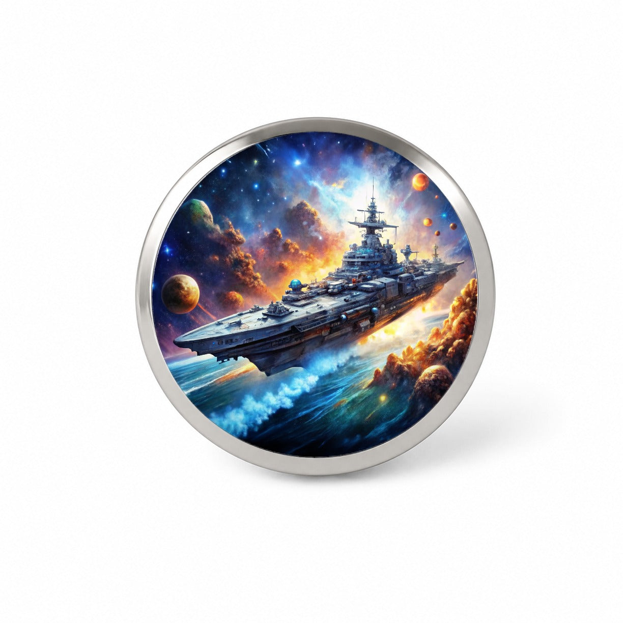 Sci-fi Space Warship Battleship Novelty Hat Backpack Lapel Pin