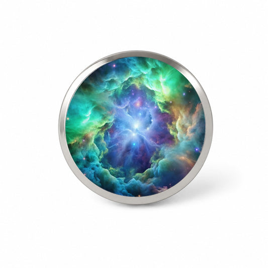 Space Galaxy Nebula Blue Purple Green Novelty Hat Backpack Lapel Pin