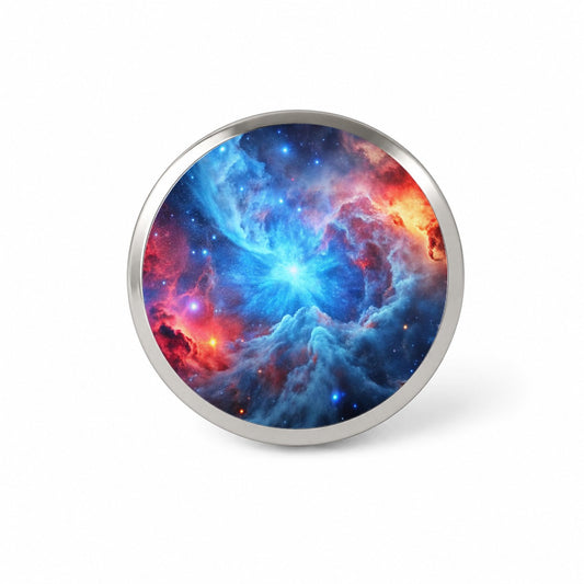 Space Galaxy Nebula Blue Red Novelty Hat Backpack Lapel Pin
