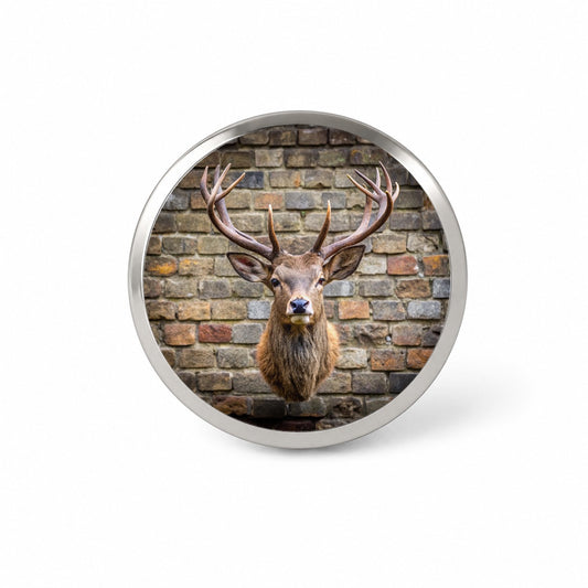 Stag's Head Mounted To Wall Novelty Hat Backpack Lapel Pin