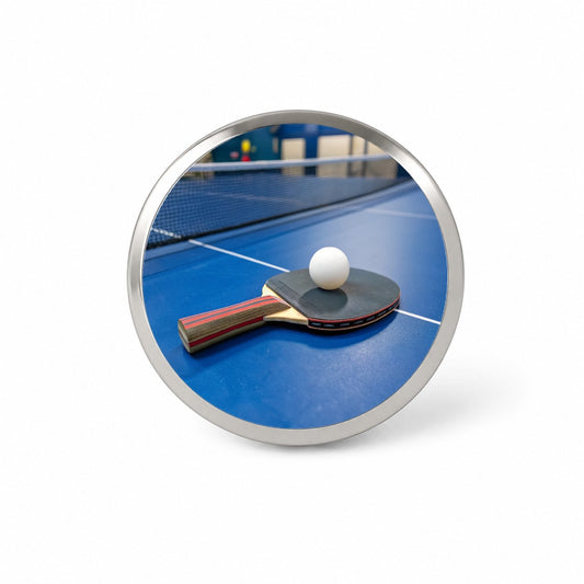 Table Tennis Ping Pong Paddle and Ball on Table Novelty Hat Backpack Lapel Pin