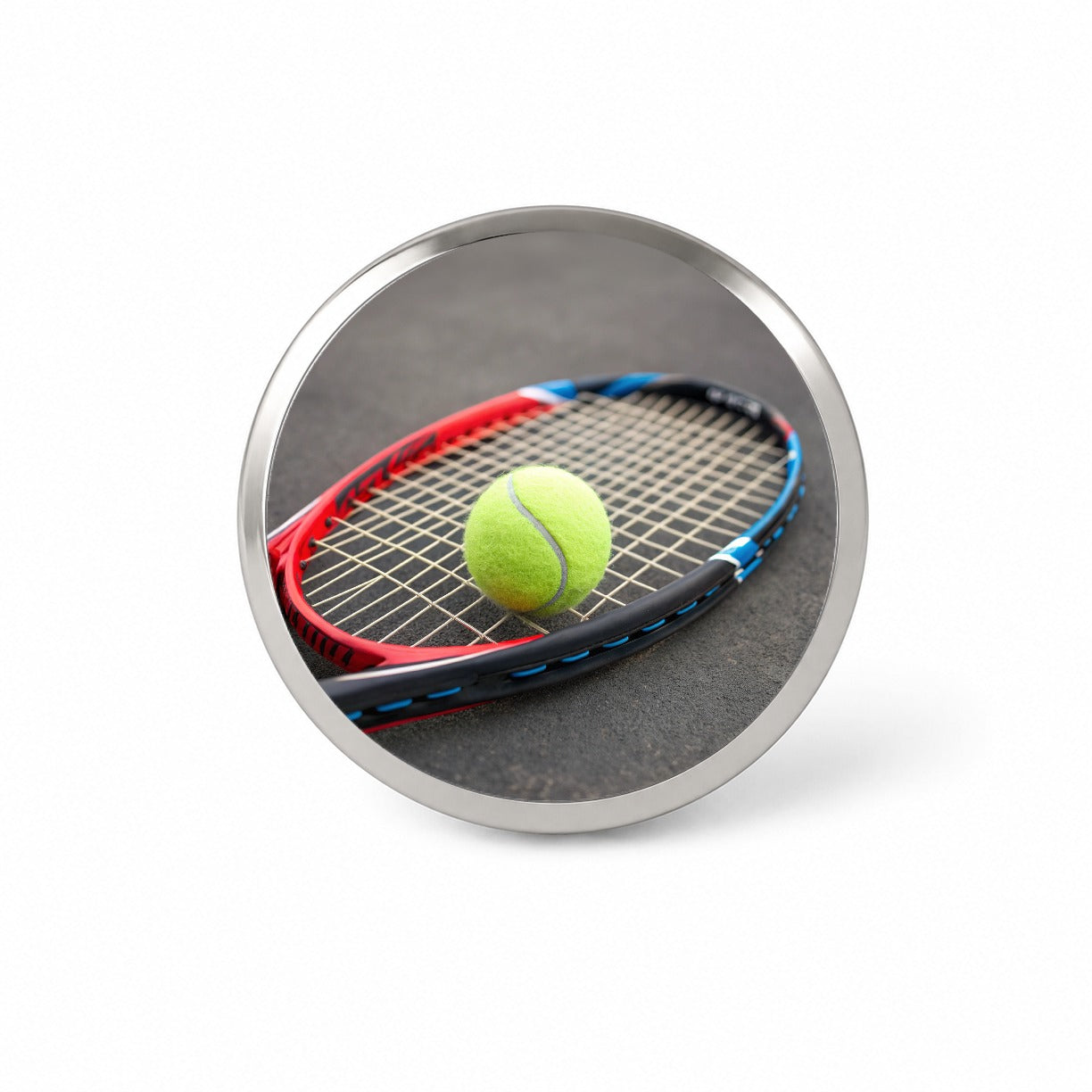 Tennis Racket and Ball Close-up Novelty Hat Backpack Lapel Pin