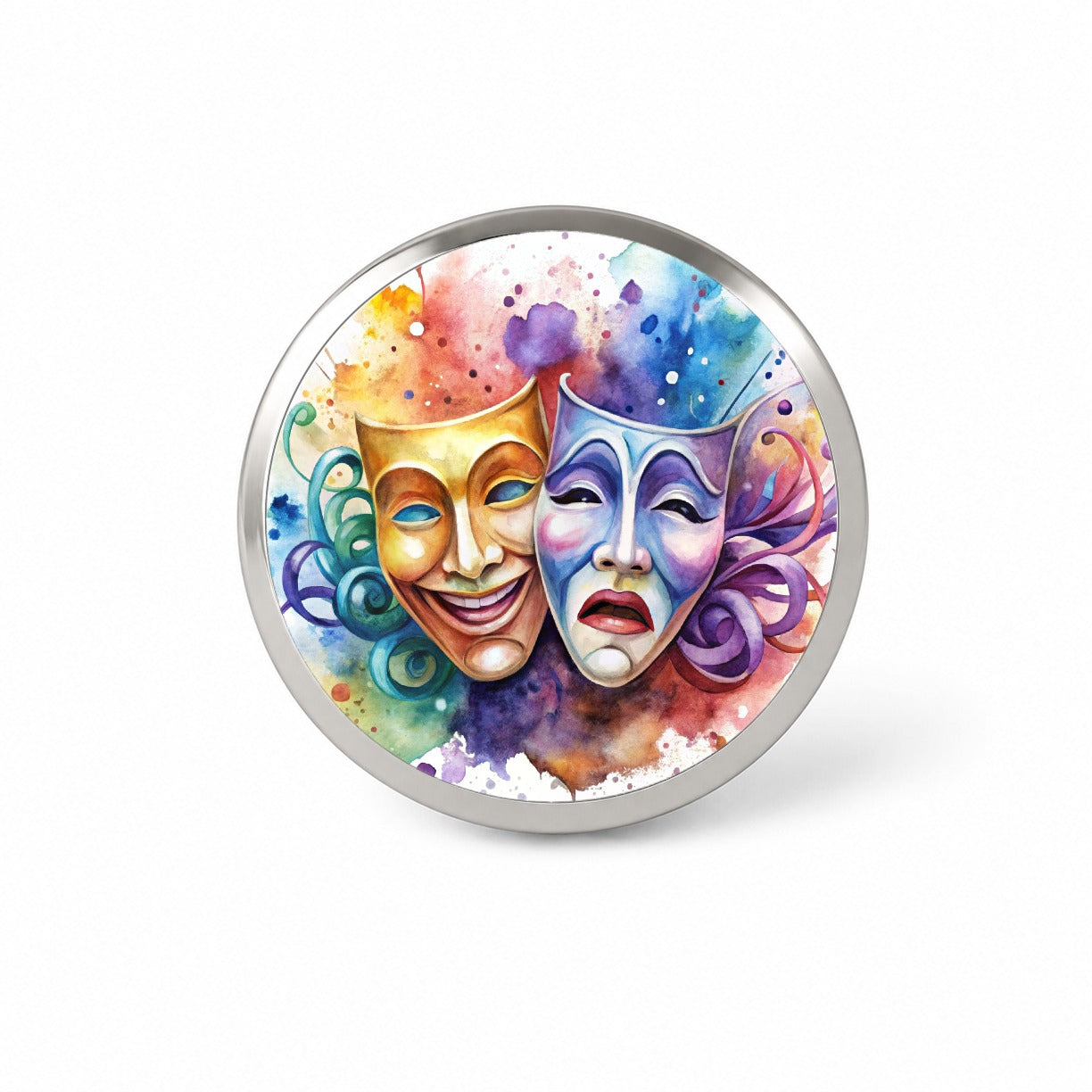 Theater Drama Masks Watercolor Novelty Hat Backpack Lapel Pin