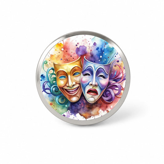 Theater Drama Masks Watercolor Novelty Hat Backpack Lapel Pin