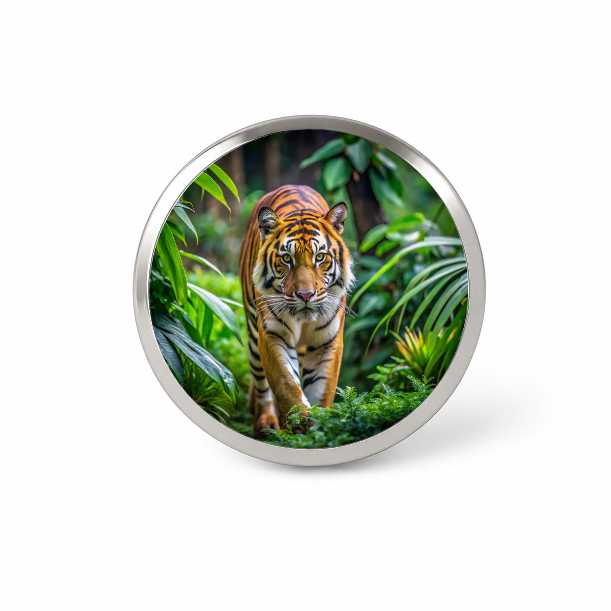 Tiger Stalking Prey In The Jungle Novelty Hat Backpack Lapel Pin