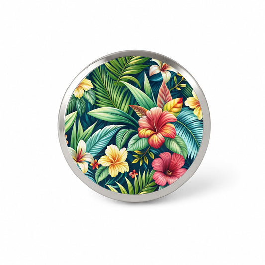 Tropical Hibiscus Pastel Floral Pattern Novelty Hat Backpack Lapel Pin