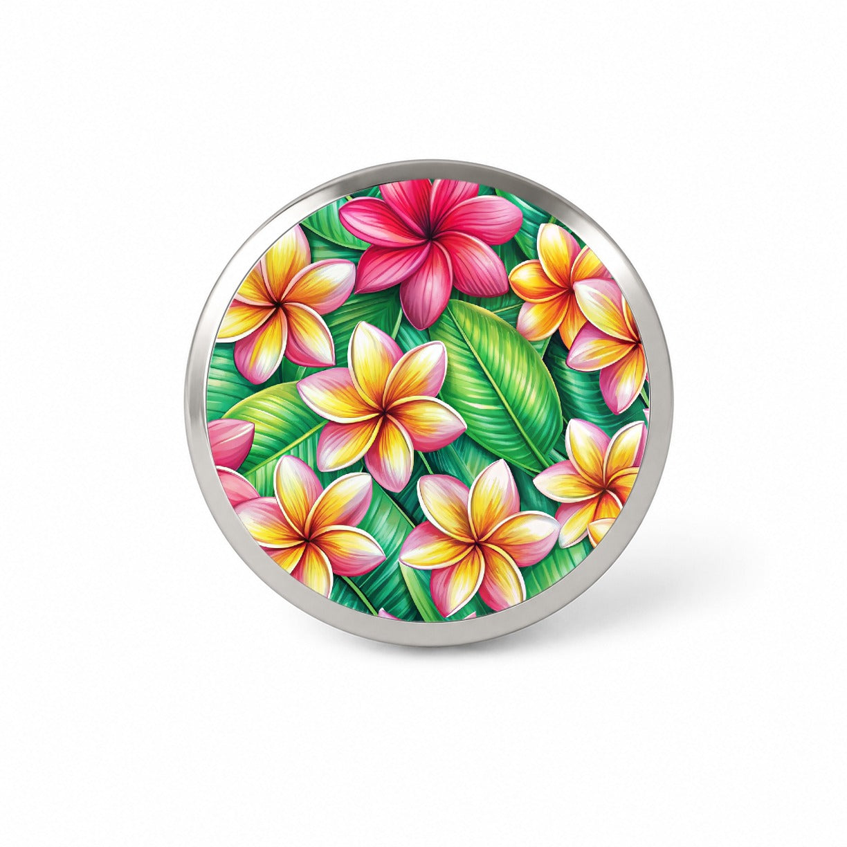 Tropical Plumeria Floral Pattern Novelty Hat Backpack Lapel Pin