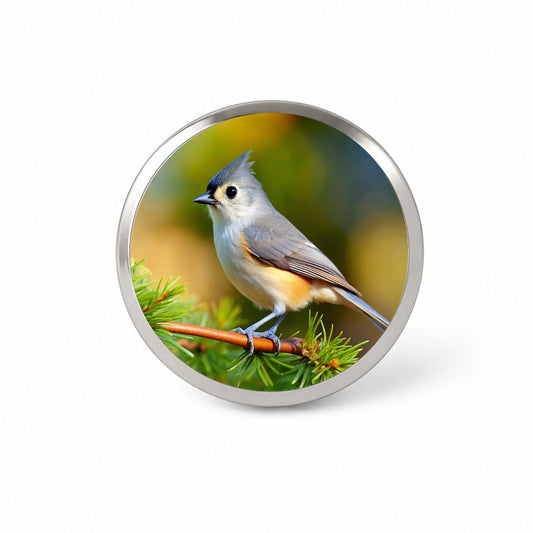 Tufted Titmouse Backyard Bird Novelty Hat Backpack Lapel Pin