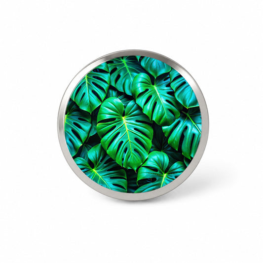 Vibrant Neon Green Monstera Leaves Novelty Hat Backpack Lapel Pin