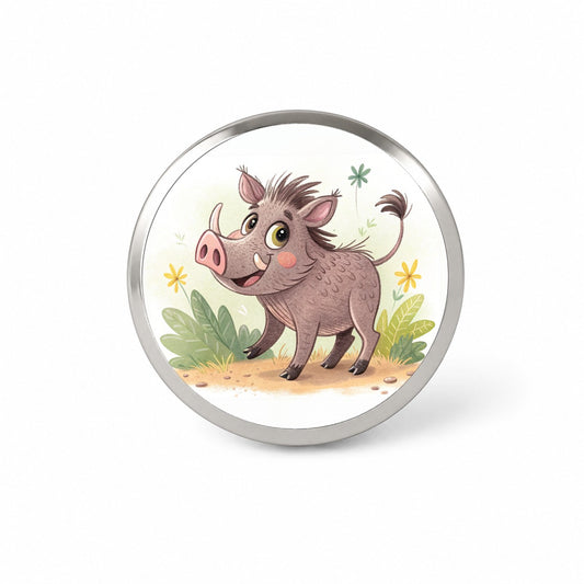 Warthog Children's Illustration Style Novelty Hat Backpack Lapel Pin