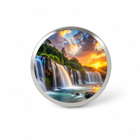 Waterfalls At Sunset Novelty Hat Backpack Lapel Pin