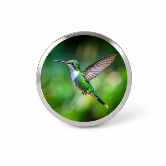 White Chested Emerald Hummingbird Backyard Bird Novelty Hat Backpack Lapel Pin