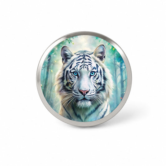 White Tiger In Forest Watercolor Novelty Hat Backpack Lapel Pin