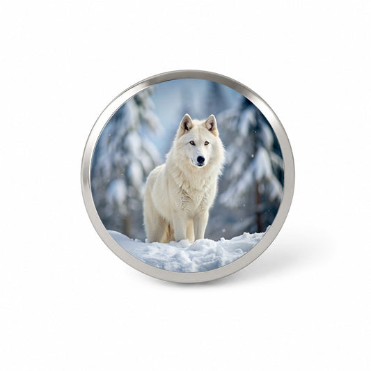 White Wolf In The Snow Novelty Hat Backpack Lapel Pin