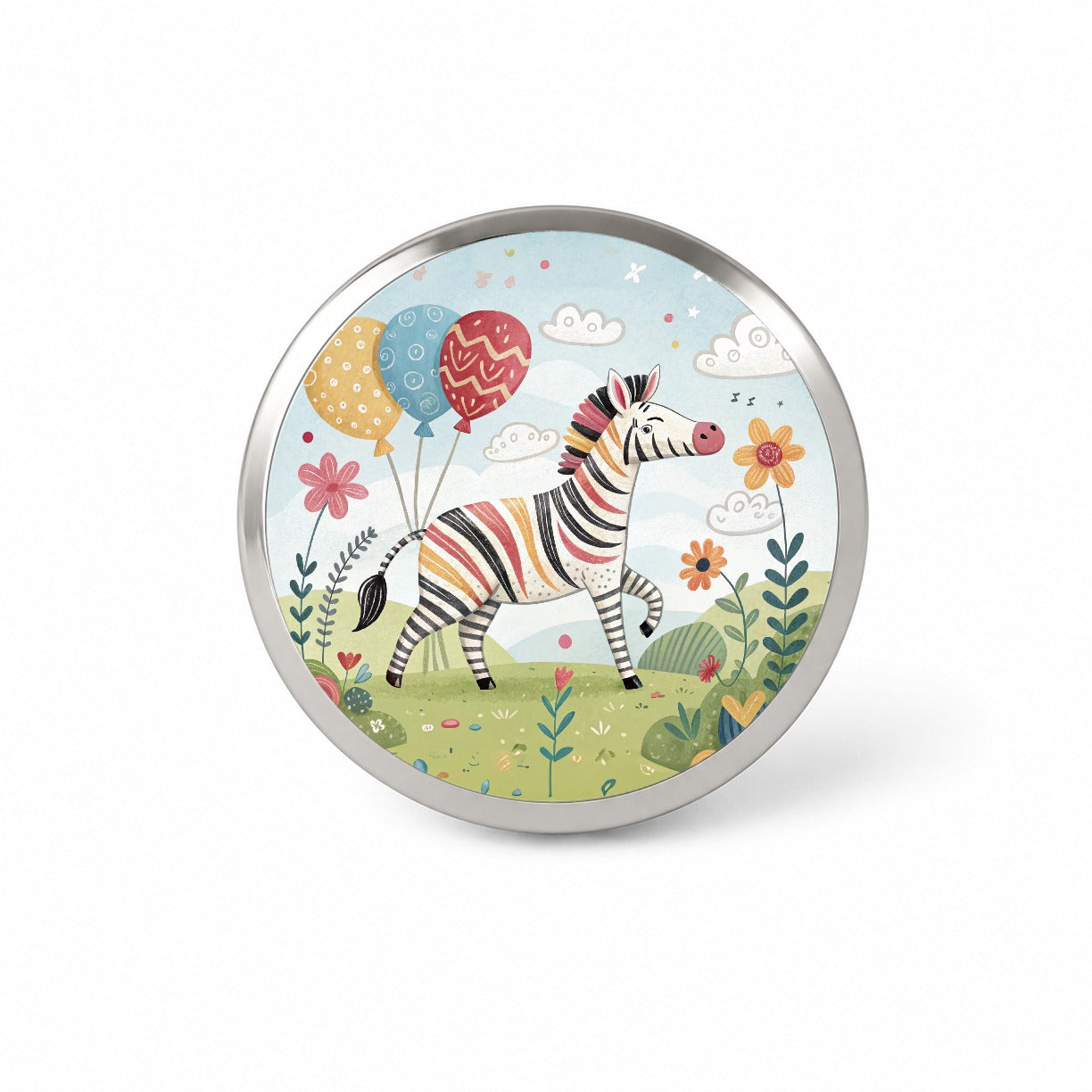 Zebra Children's Illustration Style Novelty Hat Backpack Lapel Pin