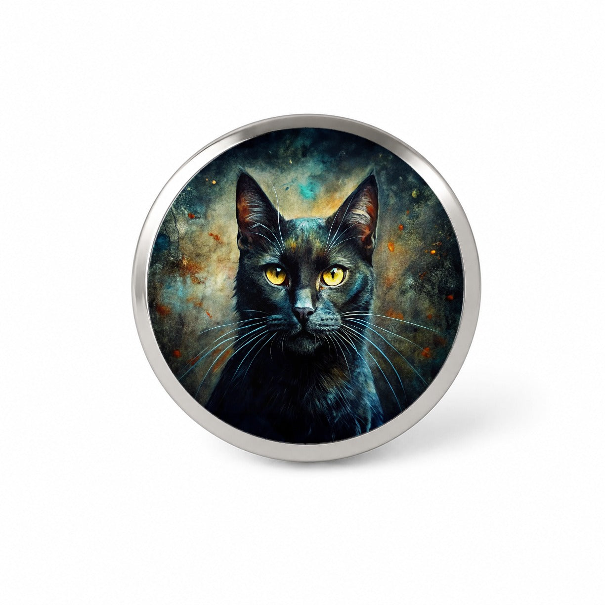 Black Cat Abstract Art Novelty Hat Backpack Lapel Pin
