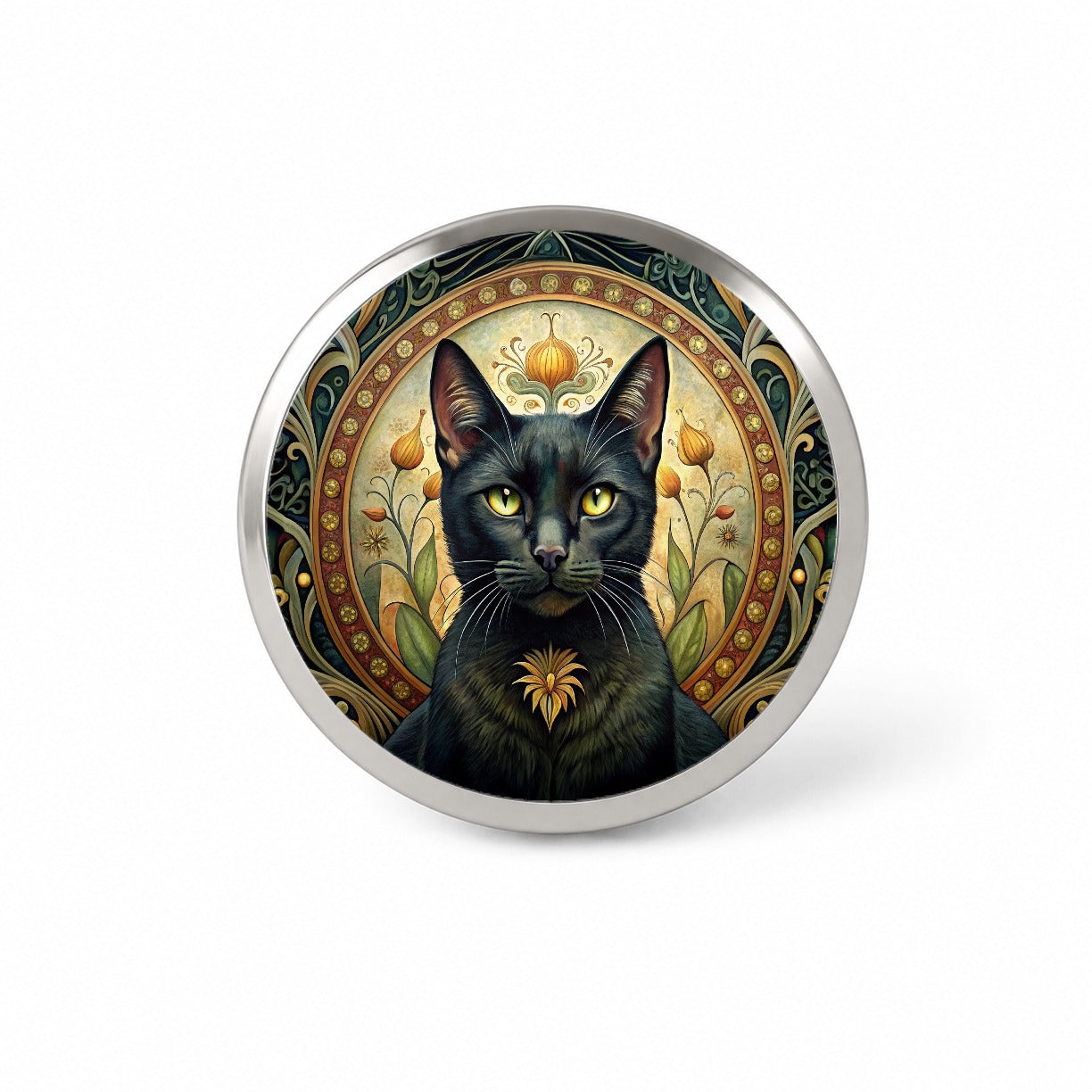Black Cat Art Nouveau Novelty Hat Backpack Lapel Pin