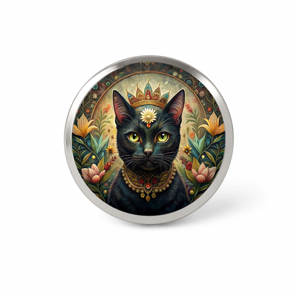 Black Cat French Bohemian Art Novelty Hat Backpack Lapel Pin
