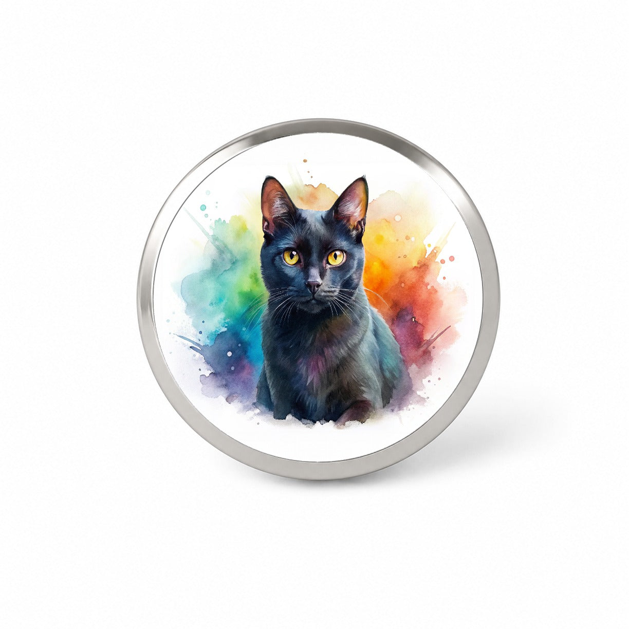 Black Cat Watercolor Style Novelty Hat Backpack Lapel Pin