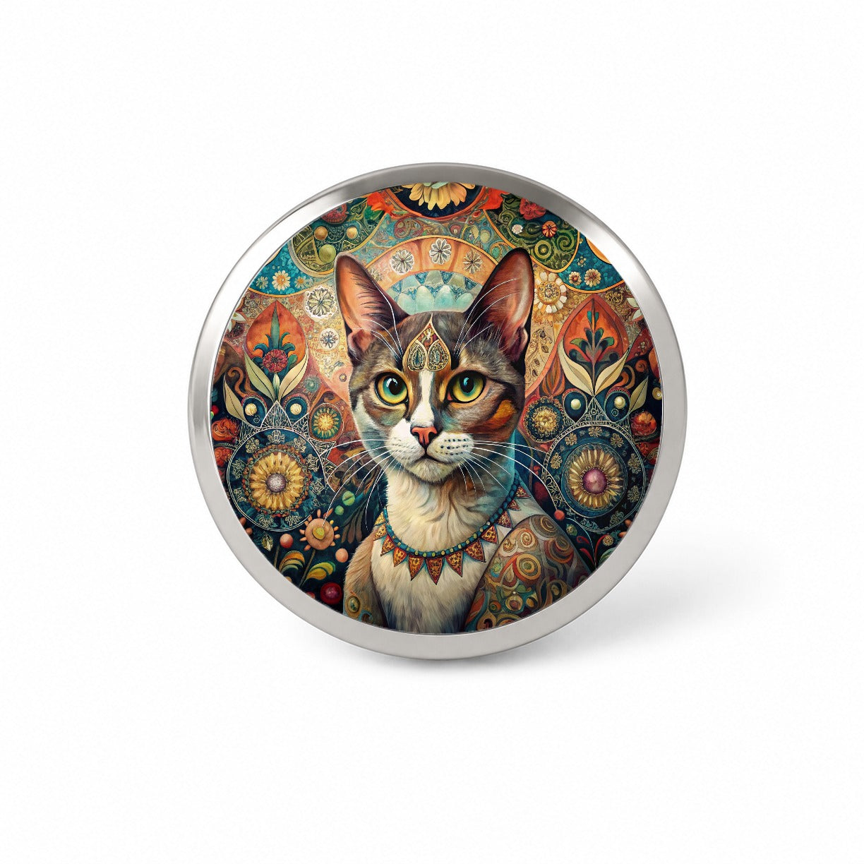 Calico Cat French Bohemian Art Novelty Hat Backpack Lapel Pin