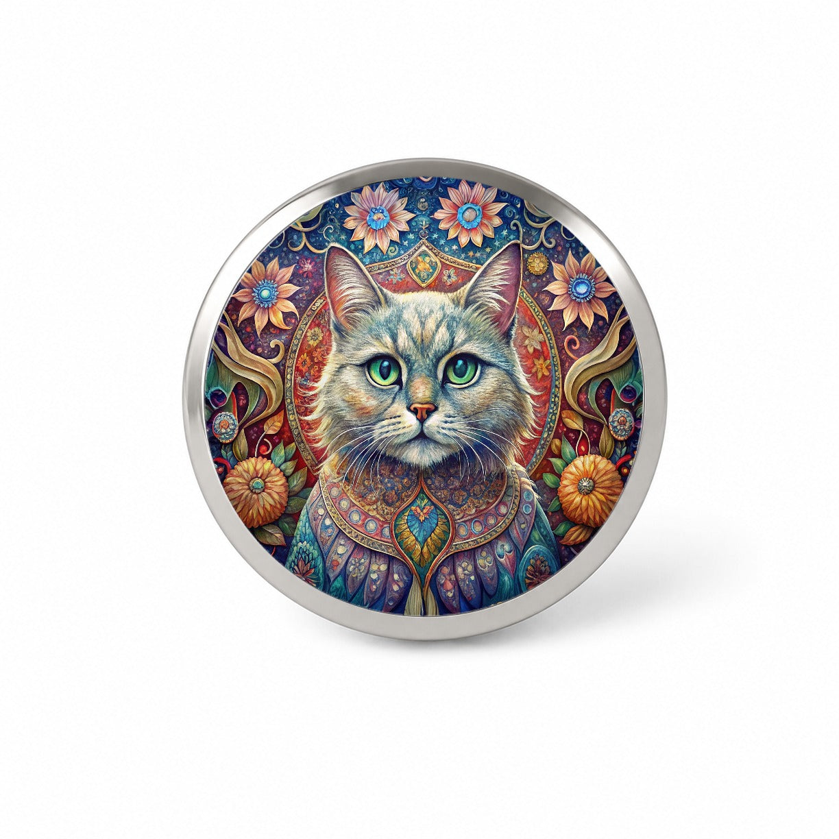 Persian Cat Bohemian Art Novelty Hat Backpack Lapel Pin