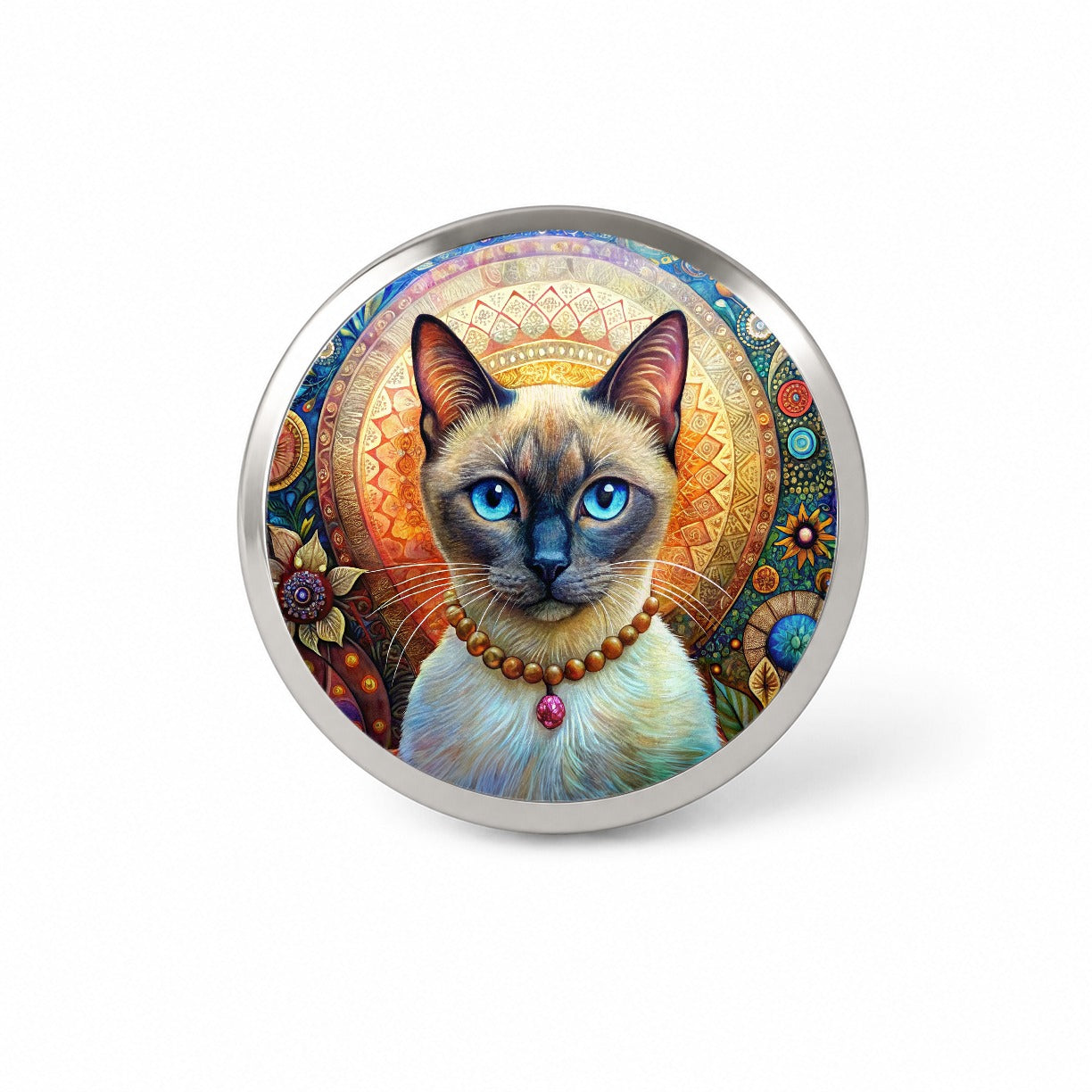 Siamese Cat French Bohemian Art Novelty Hat Backpack Lapel Pin