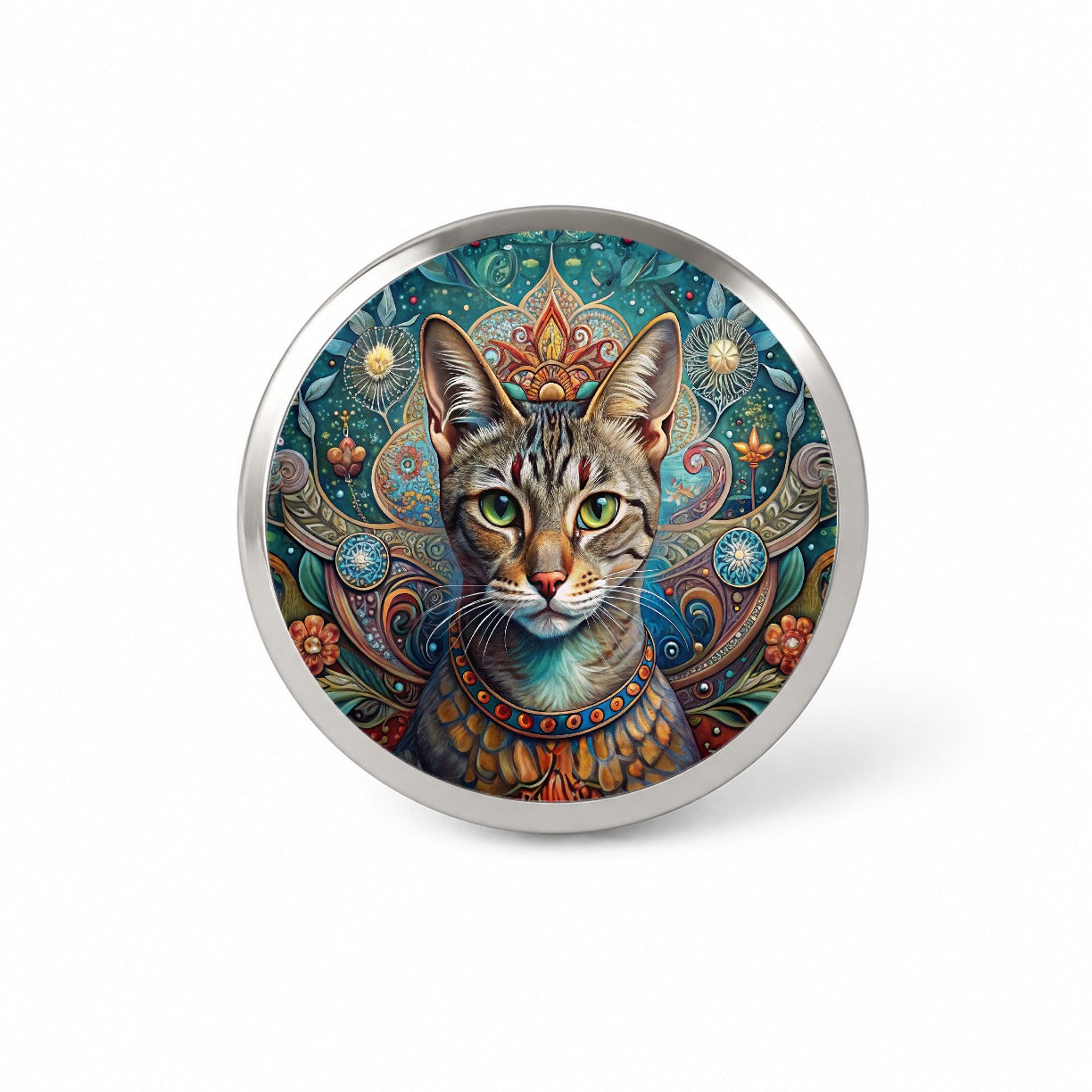 Tabby Cat French Bohemian Art Novelty Hat Backpack Lapel Pin