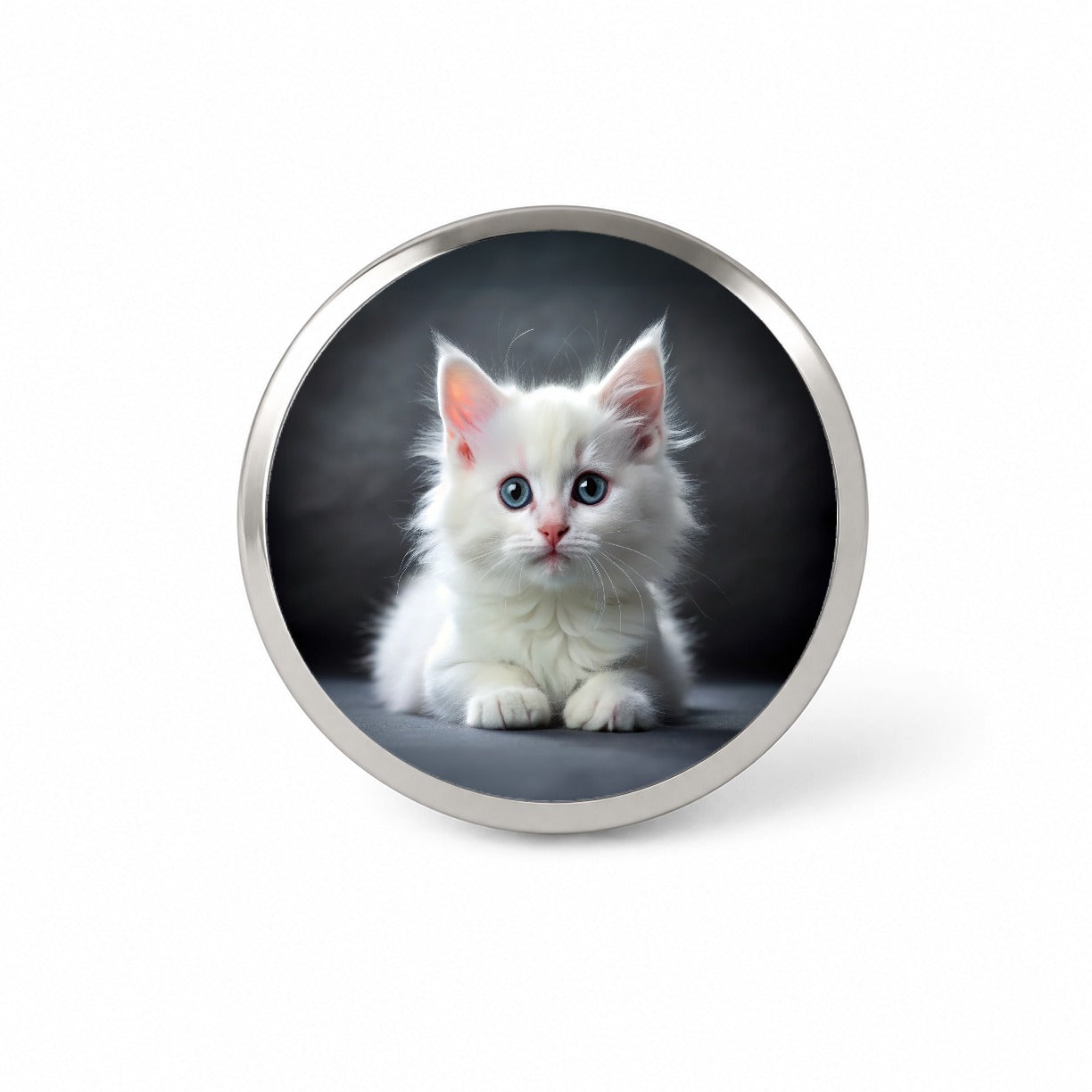 White Cat Kitten Photo Novelty Hat Backpack Lapel Pin