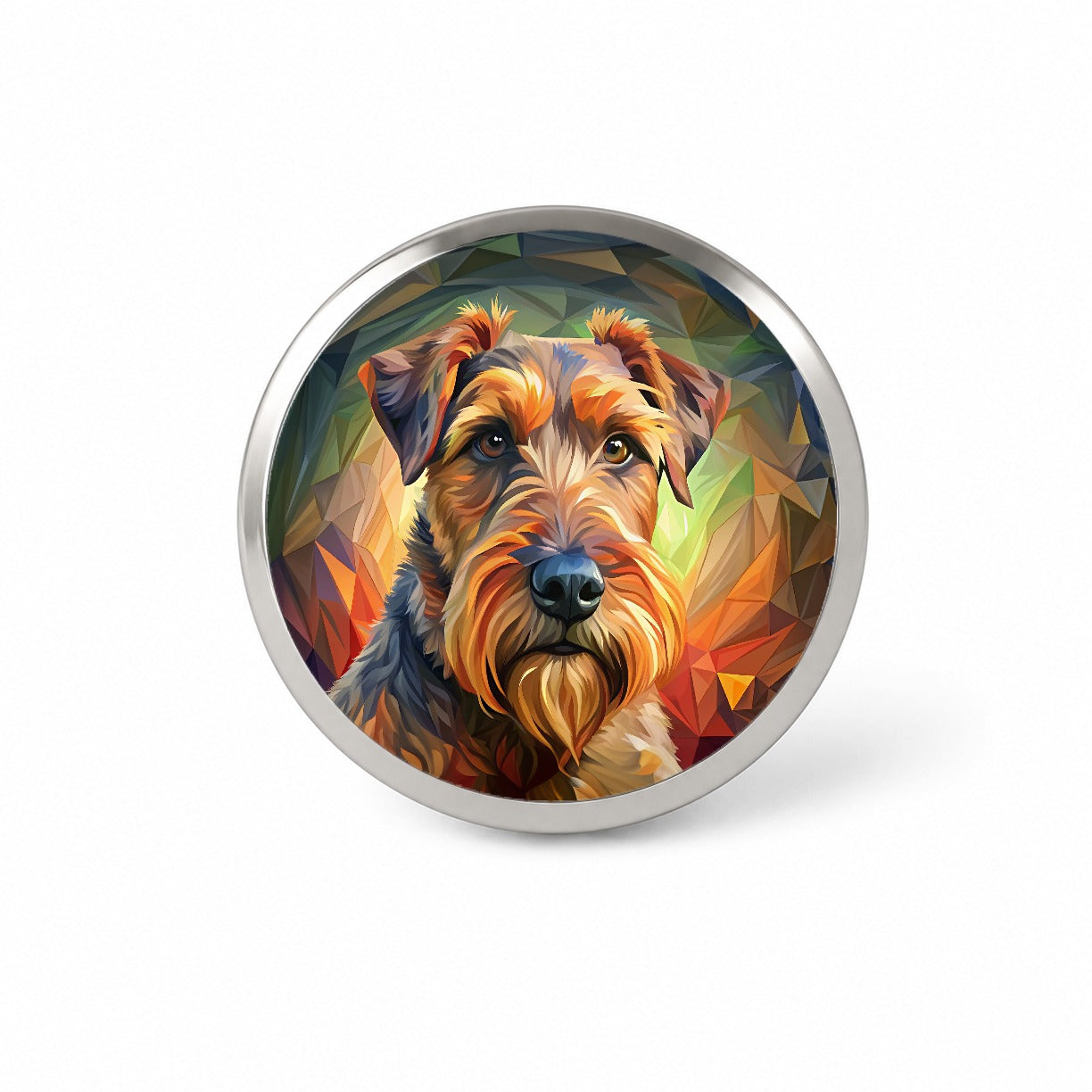 Airedale Terrier Dog Abstract Stylized Art Novelty Hat Backpack Lapel Pin