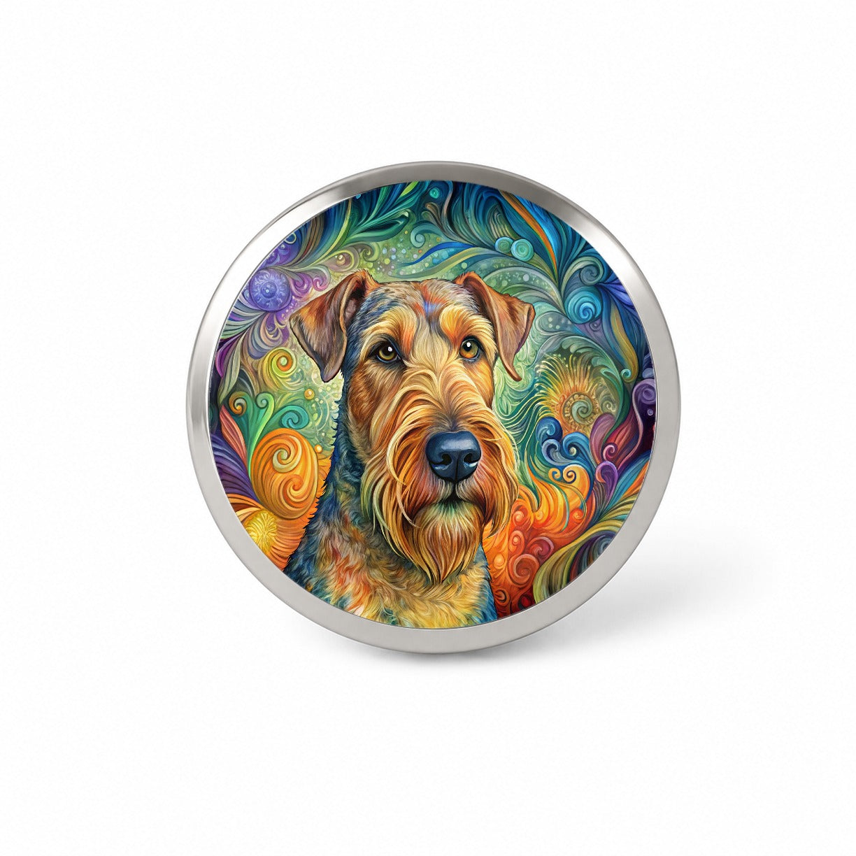 Airedale Terrier Dog Bohemian Art Novelty Hat Backpack Lapel Pin