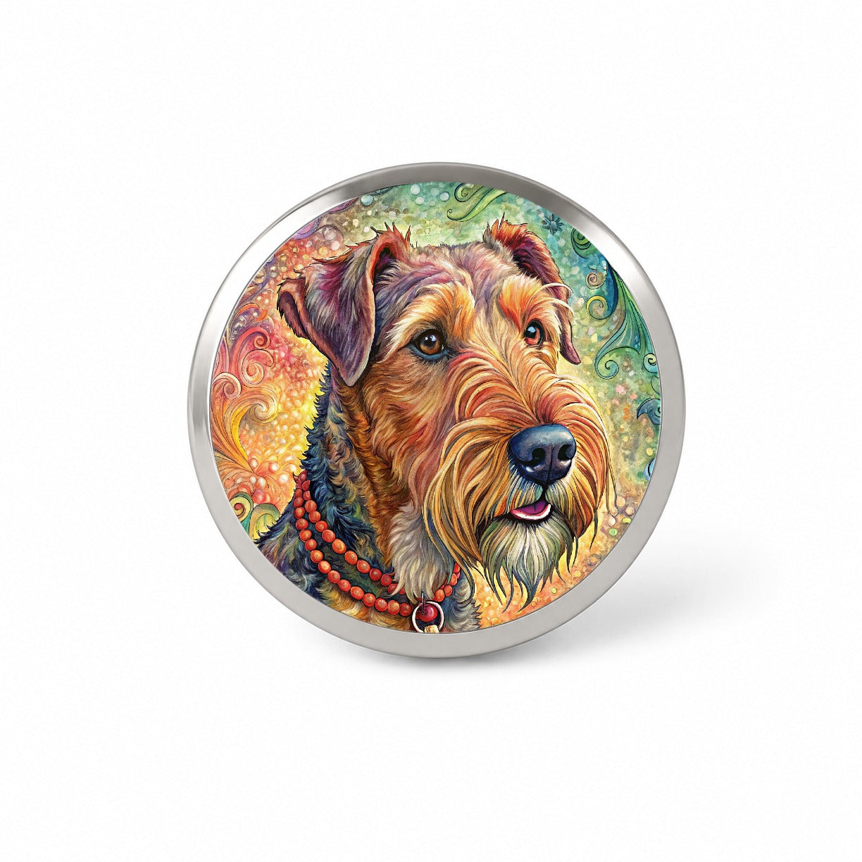 Airedale Terrier Dog French Bohemian Art Novelty Hat Backpack Lapel Pin