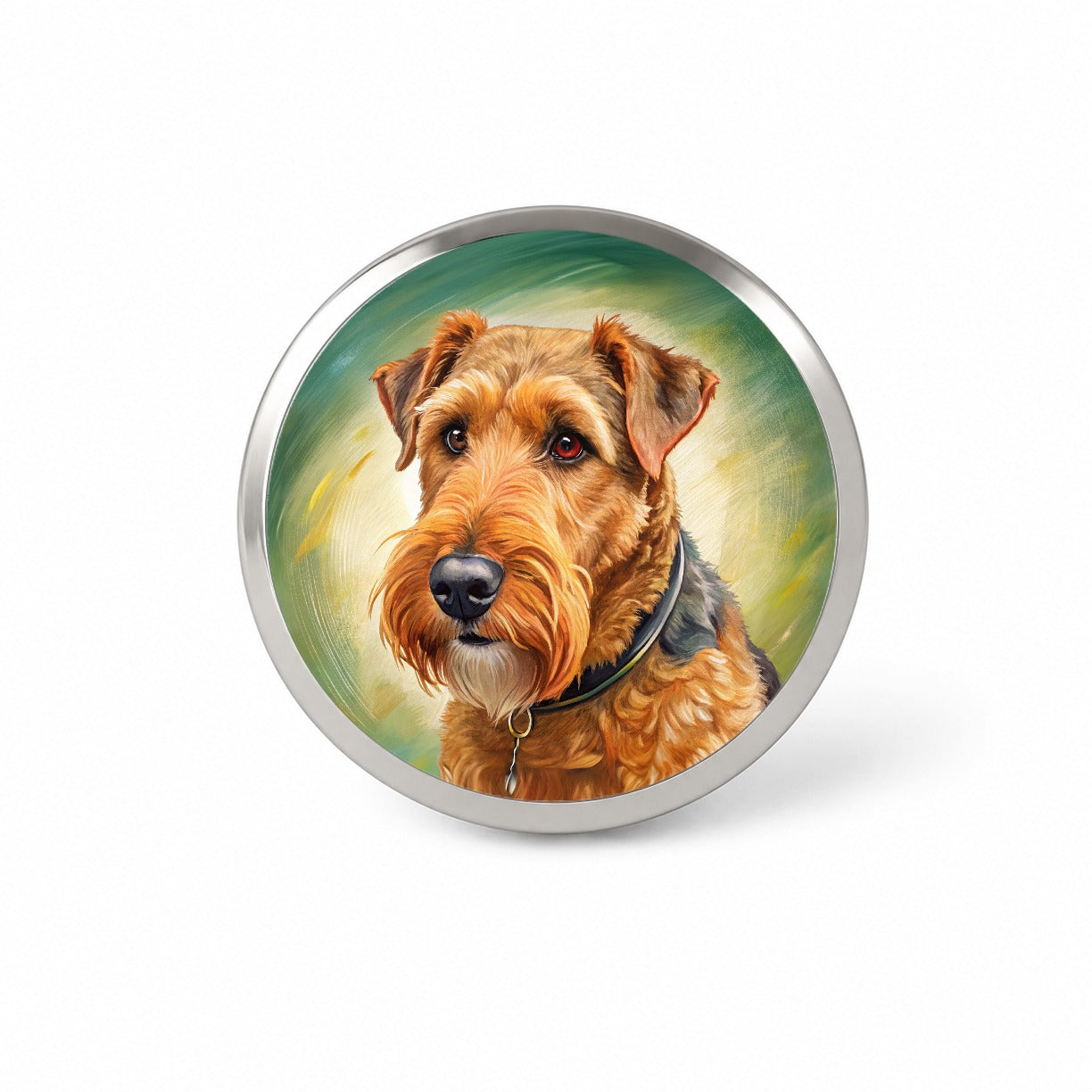 Airedale Terrier Dog Illustration Novelty Hat Backpack Lapel Pin
