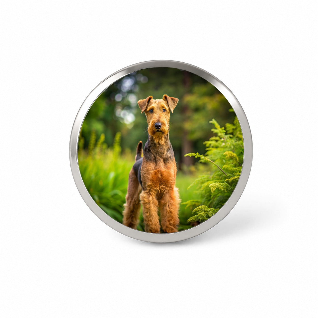 Airedale Terrier Dog Photo Novelty Hat Backpack Lapel Pin
