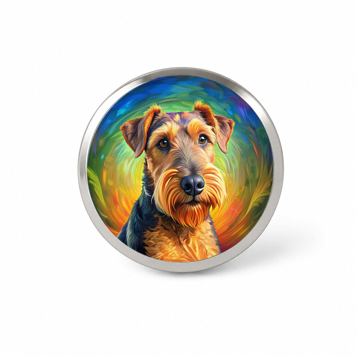 Airedale Terrier Dog Pop Art Novelty Hat Backpack Lapel Pin