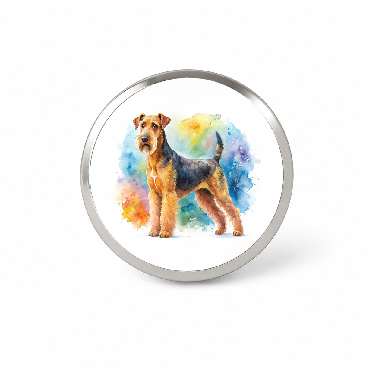 Airedale Terrier Dog Watercolor Style Novelty Hat Backpack Lapel Pin