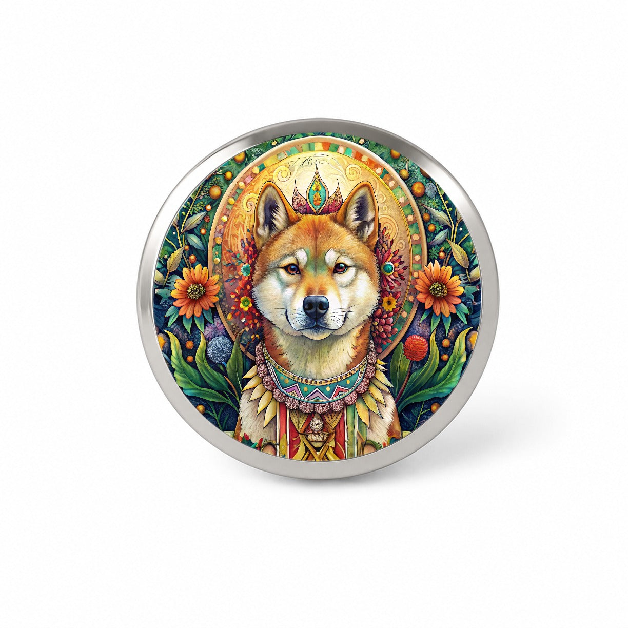 Akita Dog Bohemian Art Novelty Hat Backpack Lapel Pin