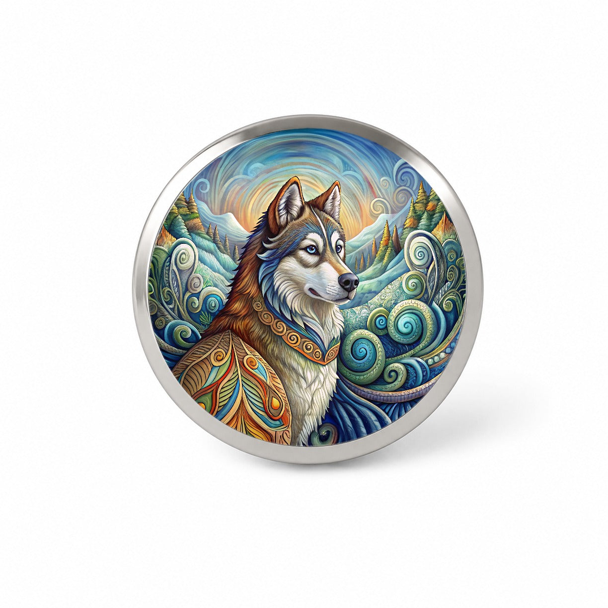 Alaskan Malamute Dog Art Nouveau Novelty Hat Backpack Lapel Pin