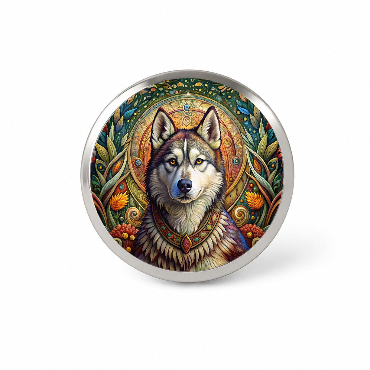 Alaskan Malamute Dog French Bohemian Art Novelty Hat Backpack Lapel Pin