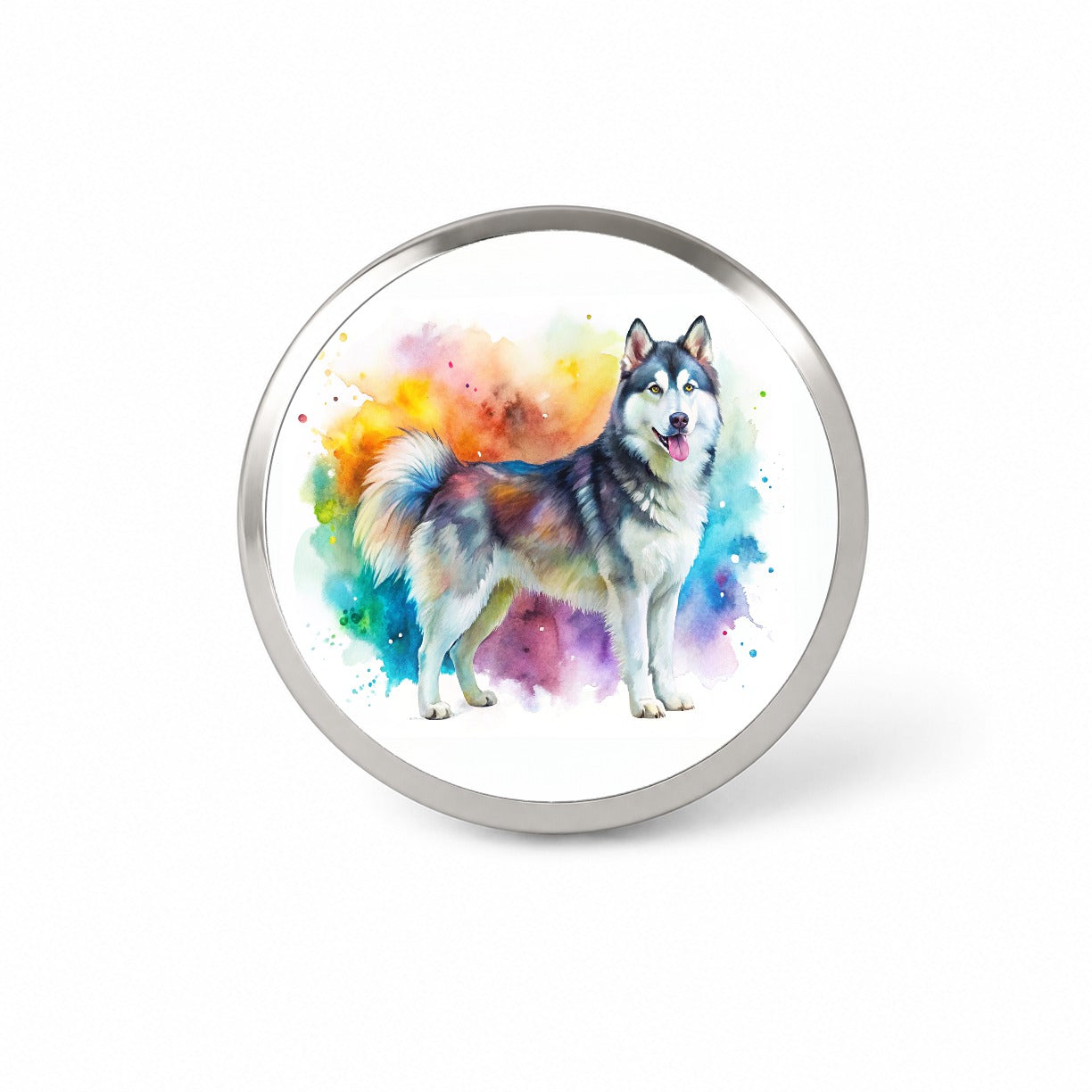 Alaskan Malamute Dog Watercolor Style Novelty Hat Backpack Lapel Pin