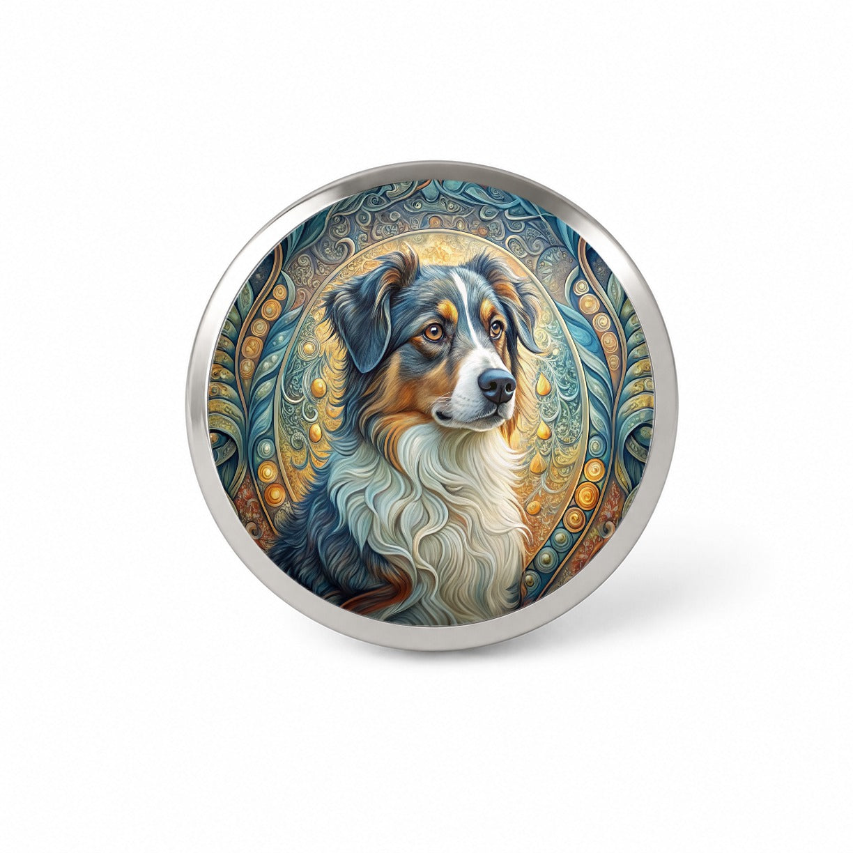 Australian Shepherd Dog Art Nouveau Novelty Hat Backpack Lapel Pin