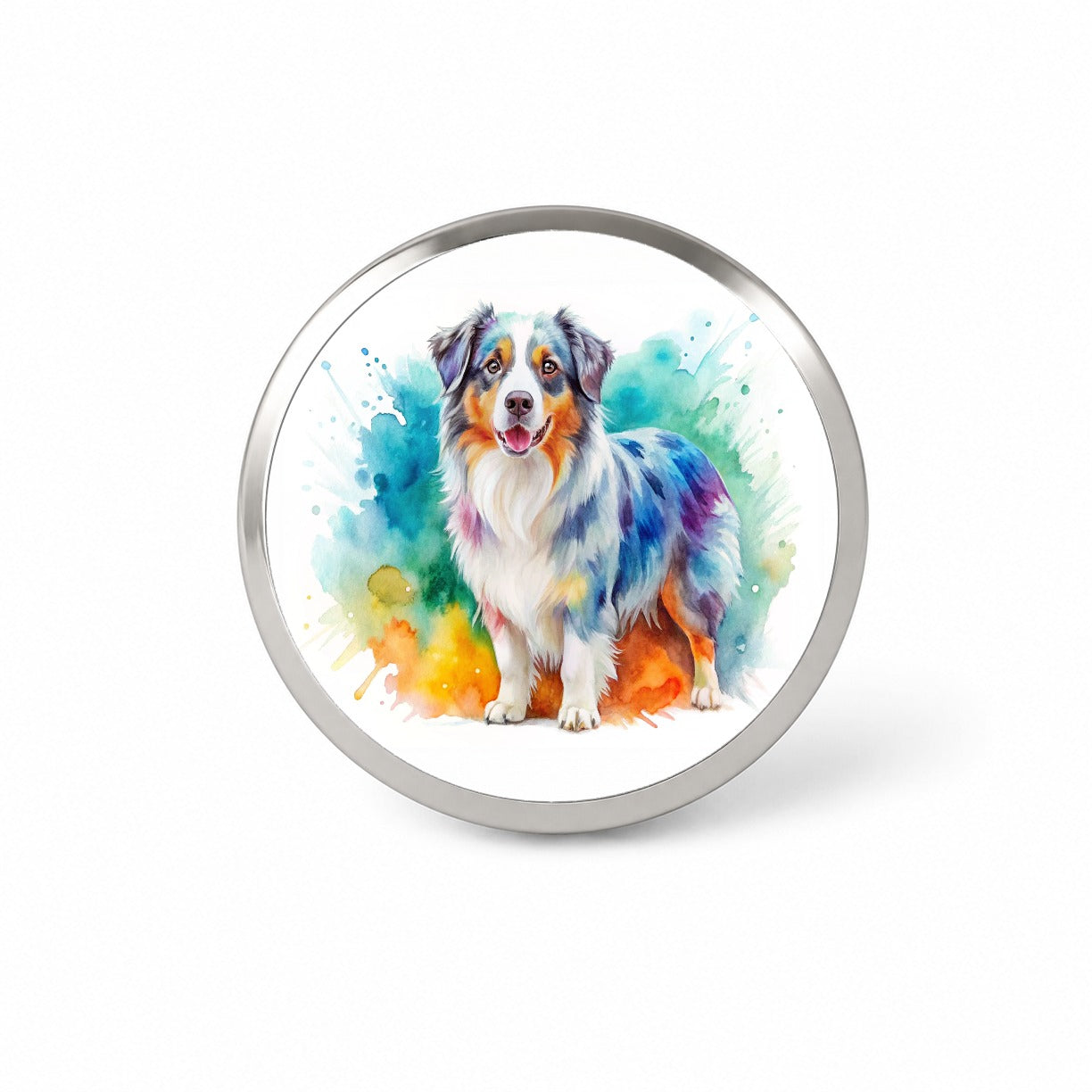 Australian Shepherd Dog Watercolor Style Novelty Hat Backpack Lapel Pin