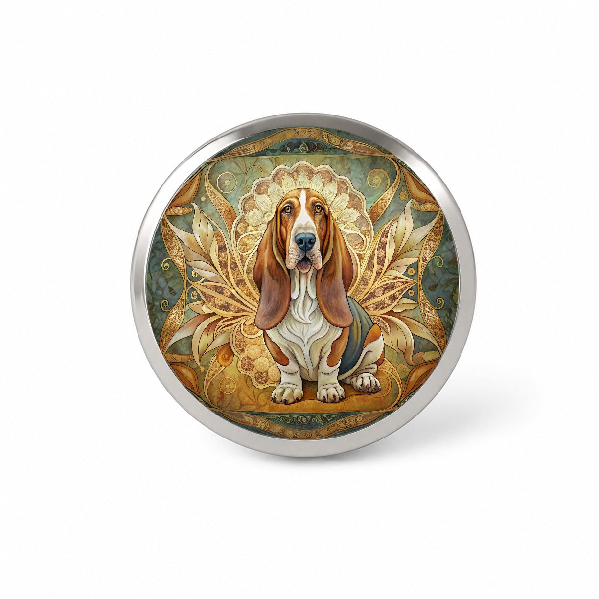 Basset Hound Dog Art Nouveau Novelty Hat Backpack Lapel Pin