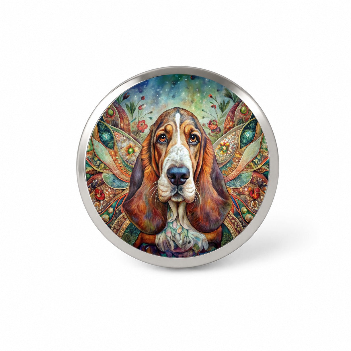 Basset Hound Dog Bohemian Art Novelty Hat Backpack Lapel Pin